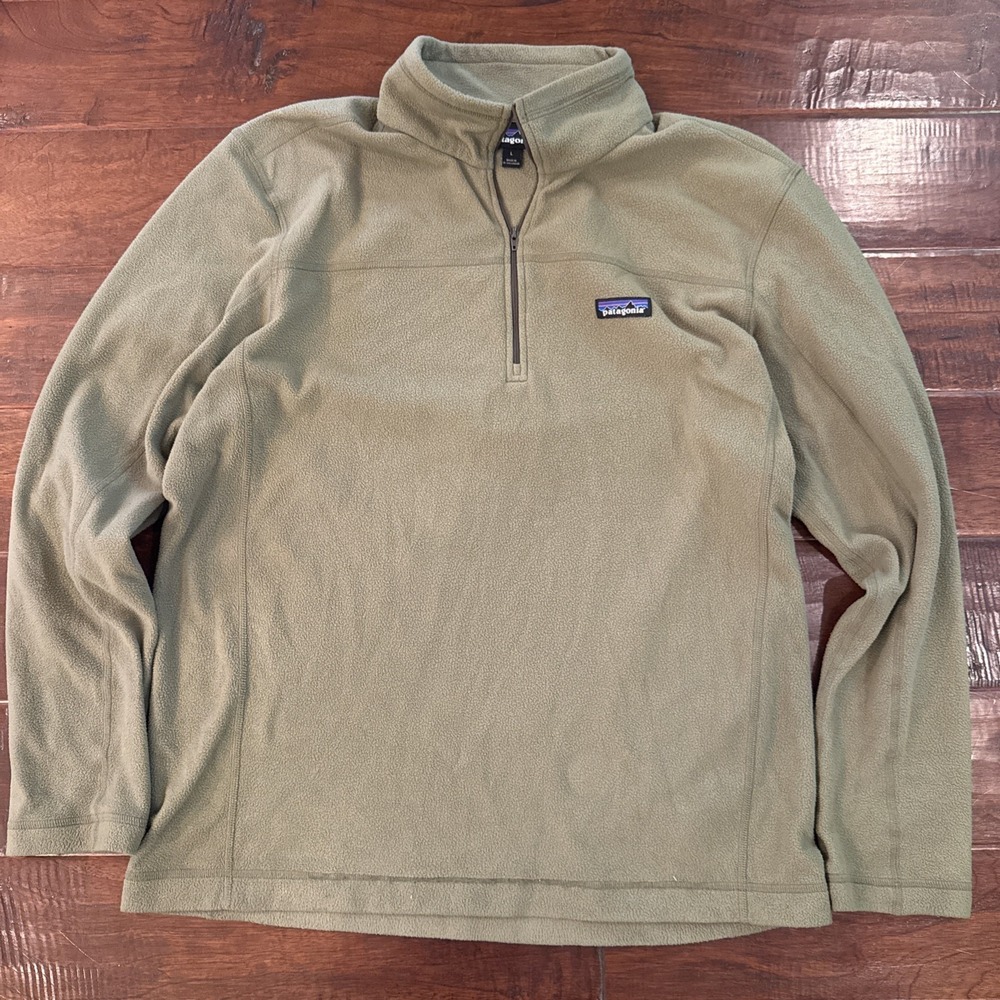 Patagonia Micro D Fleece 1/4 Quarter Zip Pullover Pale Green Men's Size Large